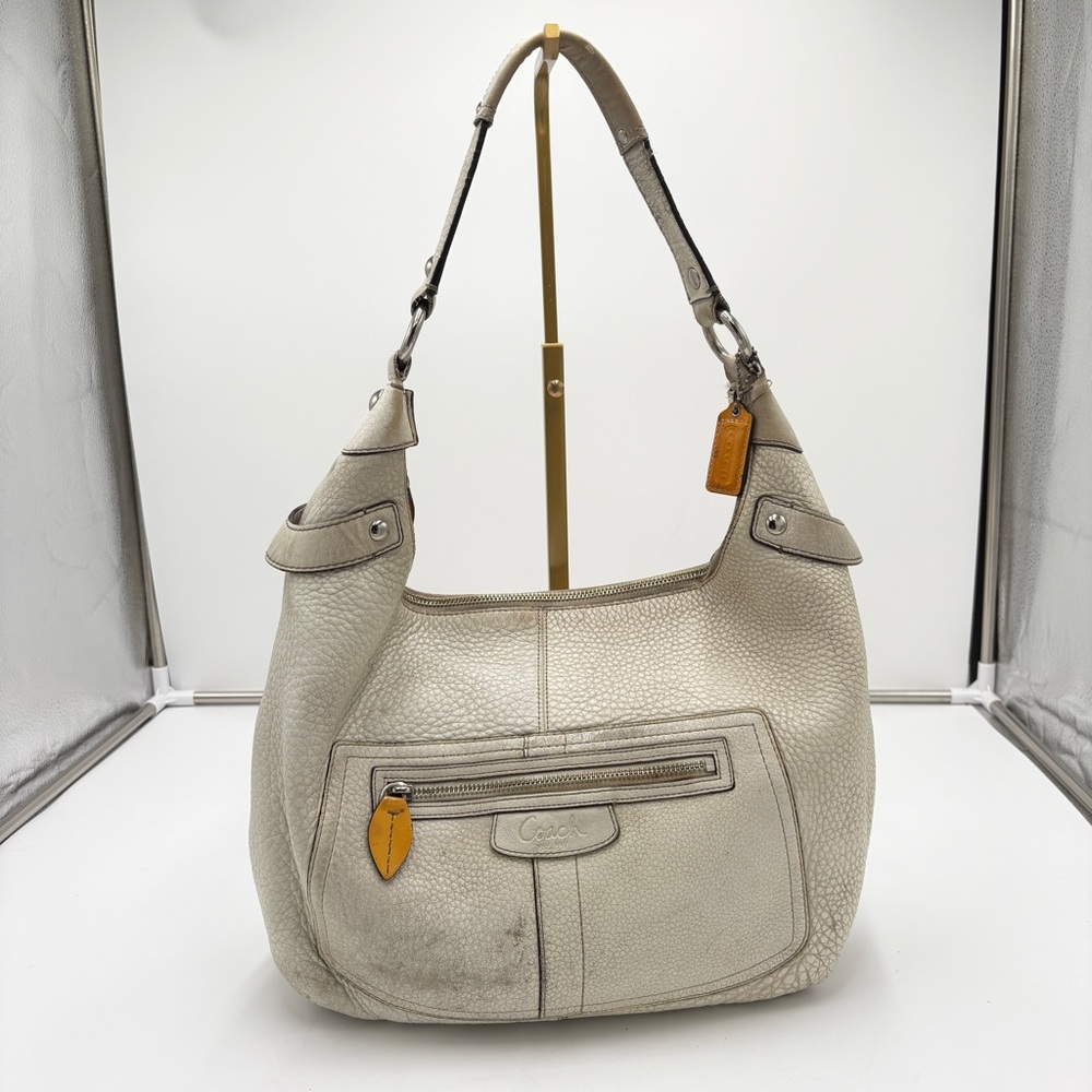 Coach Y2K Penelope Pebbled Hobo Leather Shoulder Purse Bag White 13155 Vintage